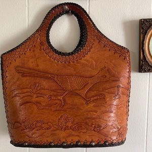 Vintage tooled leather handbag